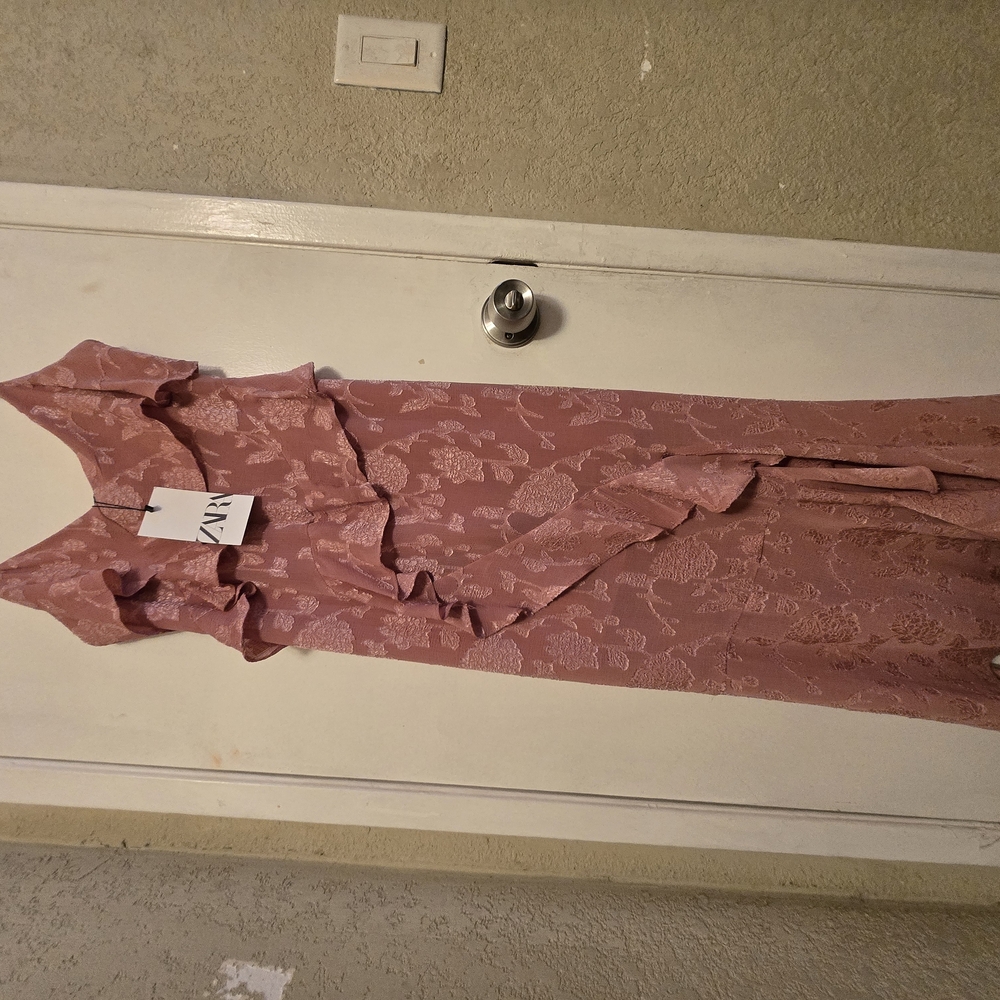 Zara Pink Asymmetrical Sundress with Flutter Sleeves